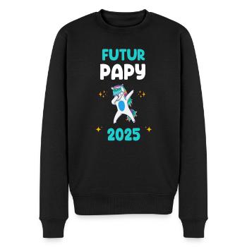 Futur papy 2025 licorne dab annonce grossesse - Pull Premium bio Homme - noir - Devant - Nico (187cm)