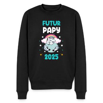 Ankündigung der Schwangerschaft des zukünftigen Großvaters 2025 - Männer Premium Bio Pullover - Schwarz - Vorne - Nico (187cm)
