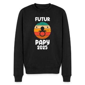 Futur papy vintage 2025 annonce grossesse - Pull Premium bio Homme - noir - Devant - Nico (187cm)