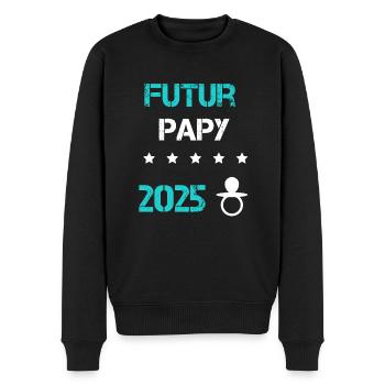 tétine Futur papy 2025 annonce grossesse - Pull Premium bio Homme - noir - Devant - Nico (187cm)
