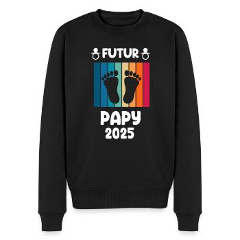 Vintage Future Grandpa 2025 Schwangerschaftsankündigung - Männer Premium Bio Pullover - Schwarz - Vorne - Nico (187cm)