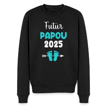 Zukunft Papua 2025 Mann kündigt Schwangerschaft Papa an - Männer Premium Bio Pullover - Schwarz - Vorne - Nico (187cm)