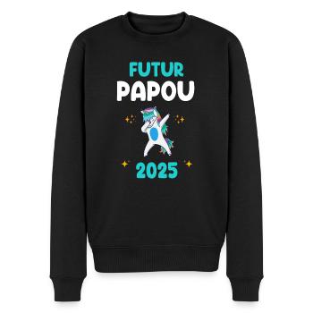 Future Papuan 2025 Unicorn Dab Schwangerschaft Ankündigung - Männer Premium Bio Pullover - Schwarz - Vorne - Nico (187cm)