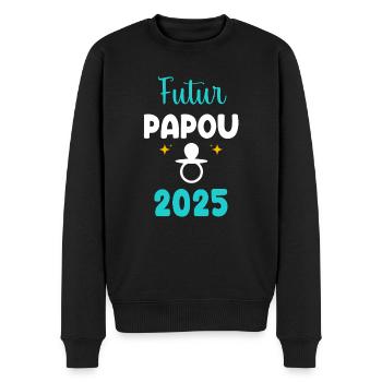 Zukunft Papuan 2025 Schnuller Ankündigung Schwangerschaft Vater - Männer Premium Bio Pullover - Schwarz - Vorne - Nico (187cm)
