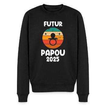 Zukunft Papua Jahrgang 2025 Ankündigung Schwangerschaft Vater - Männer Premium Bio Pullover - Schwarz - Vorne - Nico (187cm)