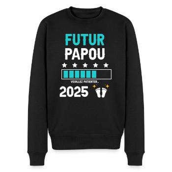 Mann Zukunft Papua 2025 Ankündigung Schwangerschaft Papa - Männer Premium Bio Pullover - Schwarz - Vorne - Nico (187cm)