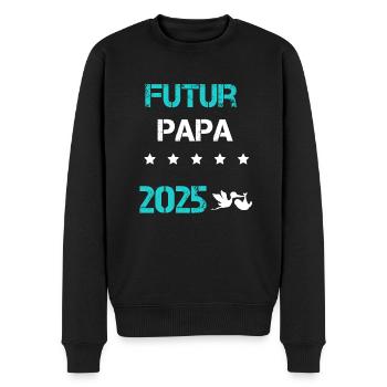 cigogne Futur papa 2025 annonce grossesse - Pull Premium bio Homme - noir - Devant - Nico (187cm)