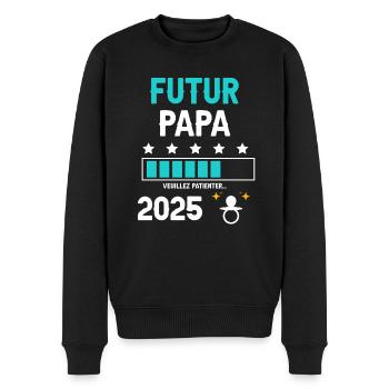 Futur papa tétine 2025 annonce grossesse - Pull Premium bio Homme - noir - Devant - Nico (187cm)