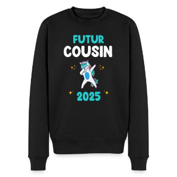 Künftiger Cousin 2025 Einhorn-Dab-Schwangerschaftsankündigung - Männer Premium Bio Pullover - Schwarz - Vorne - Nico (187cm)