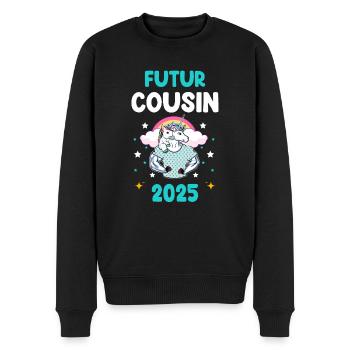 Future cousin 2025 unicorn pregnancy announcement - Men's Premium Organic Jumper - black - Front - Nico (187cm)