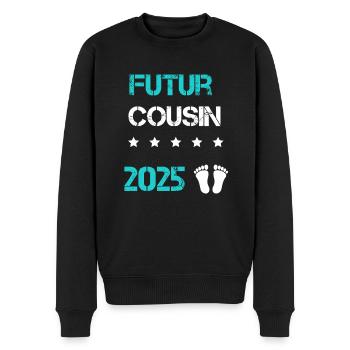 Ankündigung der Schwangerschaft der zukünftigen Cousine 2025 - Männer Premium Bio Pullover - Schwarz - Vorne - Nico (187cm)