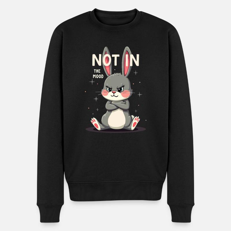 Mürrischer Hase Sarkastisches Tierdesign - Männer Premium Bio Pullover - Schwarz