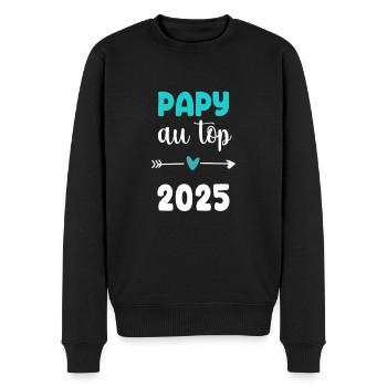 au top papy 2025 cadeau annonce grossesse - Pull Premium bio Homme - noir - Devant - Nico (187cm)
