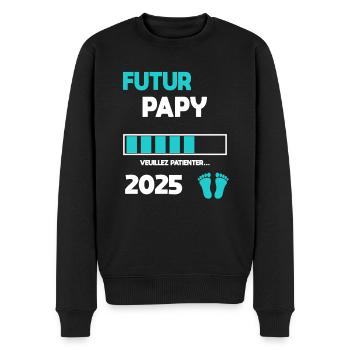 futur papy 2025 cadeau annonce grossesse - Pull Premium bio Homme - noir - Devant - Nico (187cm)