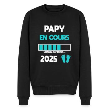 papy en cours 2025 cadeau annonce grossesse - Pull Premium bio Homme - noir - Devant - Nico (187cm)