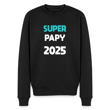 super papy 2025 cadeau annonce grossesse - Pull Premium bio Homme - noir - Devant - Nico (187cm)
