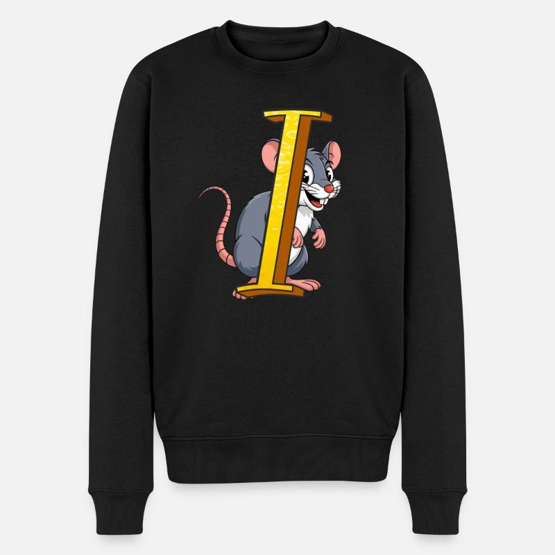 BUCHSTABE I - Männer Premium Bio Pullover - Schwarz