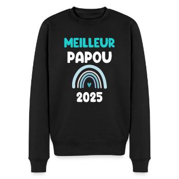 2025 papou meilleur cadeau annonce grossesse - Pull Premium bio Homme - noir - Devant - Nico (187cm)