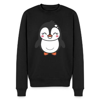 Pinguin - Männer Premium Bio Pullover - Schwarz - Vorne - Nico (187cm)