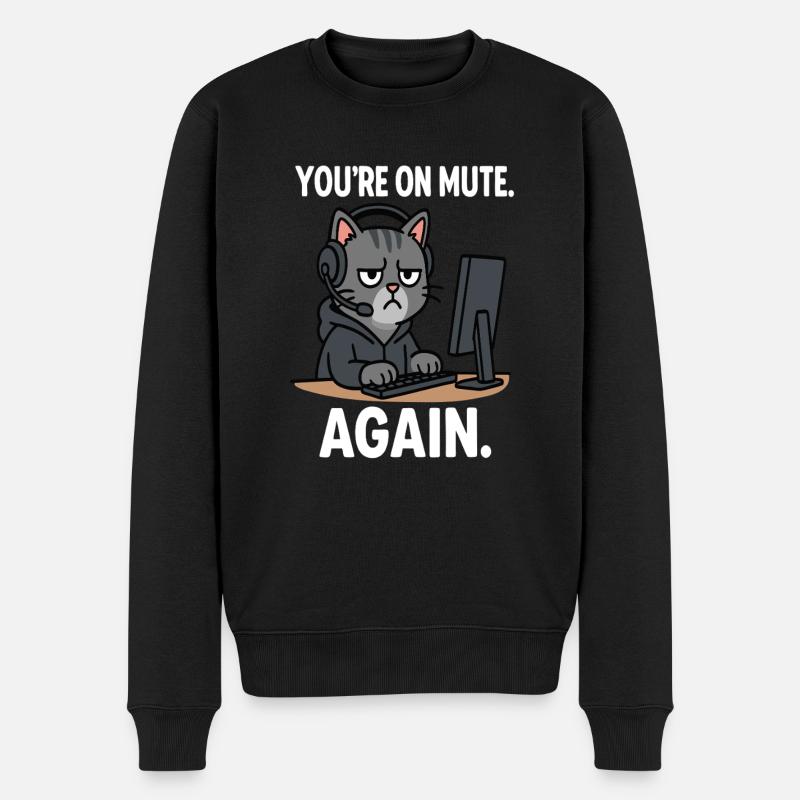 Homeoffice Katze - Männer Premium Bio Pullover - Schwarz
