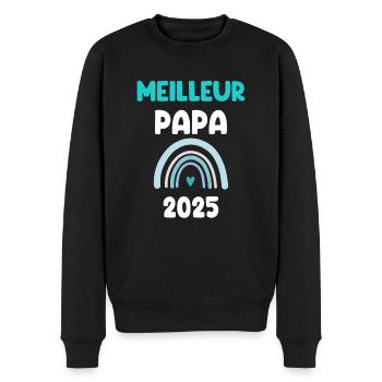 2025 papa meilleur cadeau annonce grossesse - Pull Premium bio Homme - noir - Devant - Nico (187cm)
