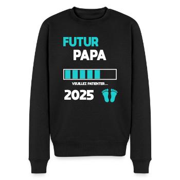 futur papa 2025 cadeau annonce grossesse - Pull Premium bio Homme - noir - Devant - Nico (187cm)