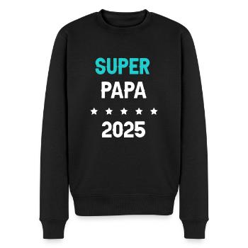 papa 2025 super cadeau annonce grossesse - Pull Premium bio Homme - noir - Devant - Nico (187cm)