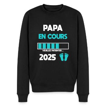 papa en cours 2025 cadeau annonce grossesse - Pull Premium bio Homme - noir - Devant - Nico (187cm)