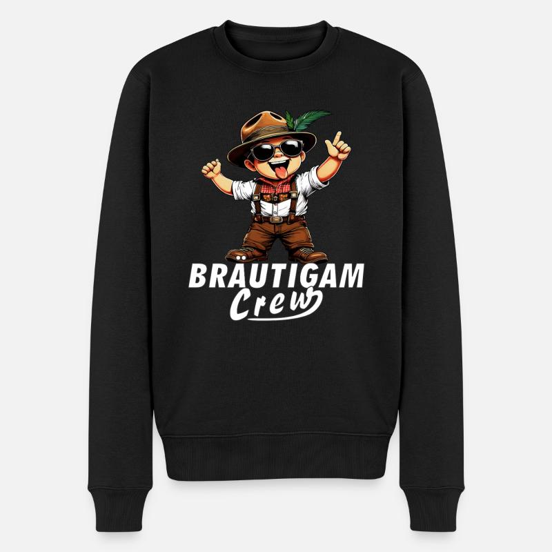 BRÄUTIGAM CREW - Männer Premium Bio Pullover - Schwarz
