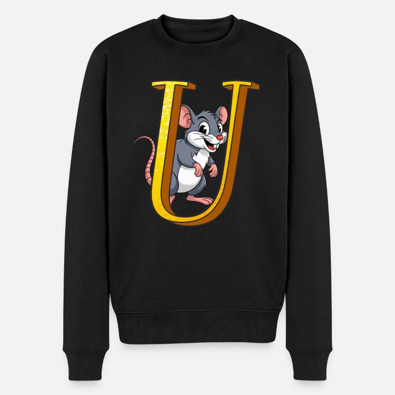 LETTRE U - Pull Premium bio Homme - noir