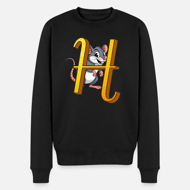 LETTRE H - Pull Premium bio Homme - noir