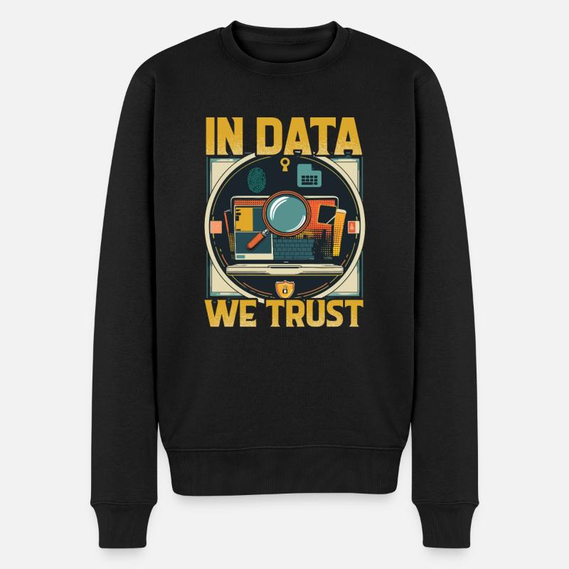Digitale Forensik In Data We Trust - Männer Premium Bio Pullover - Schwarz