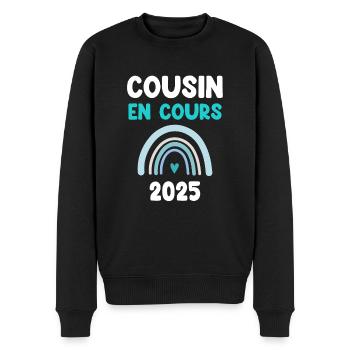 2025 cousin en cours cadeau annonce grossesse - Pull Premium bio Homme - noir - Devant - Nico (187cm)