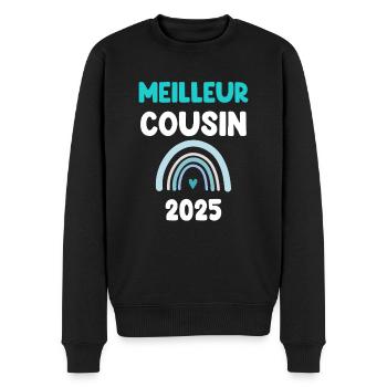 2025 cousin meilleur cadeau annonce grossesse - Pull Premium bio Homme - noir - Devant - Nico (187cm)