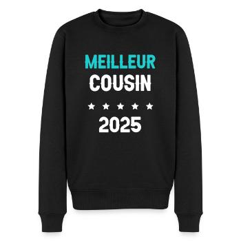 cousin 2025 meilleur cadeau annonce grossesse - Pull Premium bio Homme - noir - Devant - Nico (187cm)