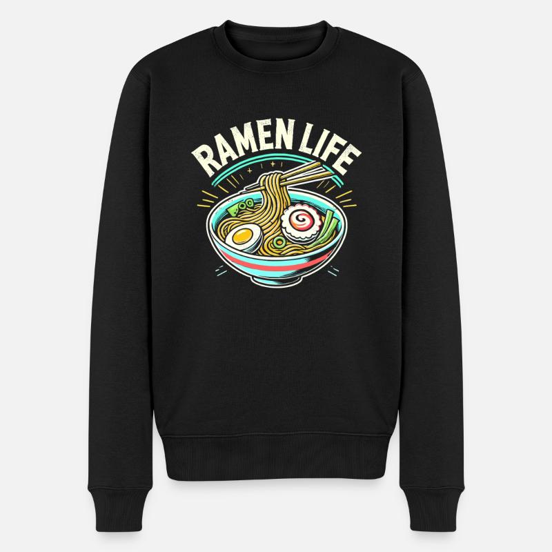 Ramen Leben - Männer Premium Bio Pullover - Schwarz