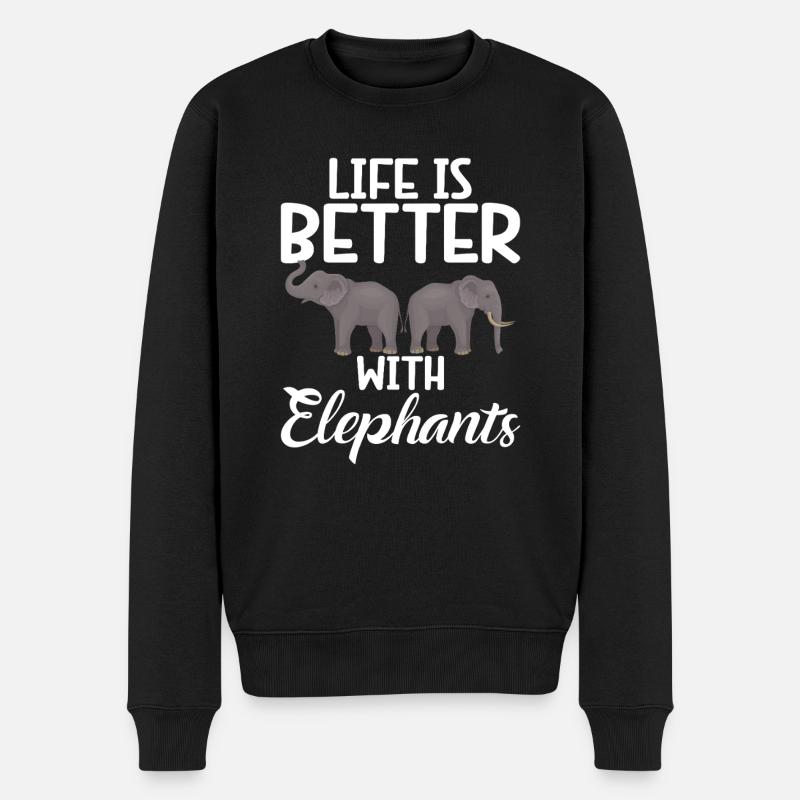 Elephant Lovers Gifts - Männer Premium Bio Pullover - Schwarz