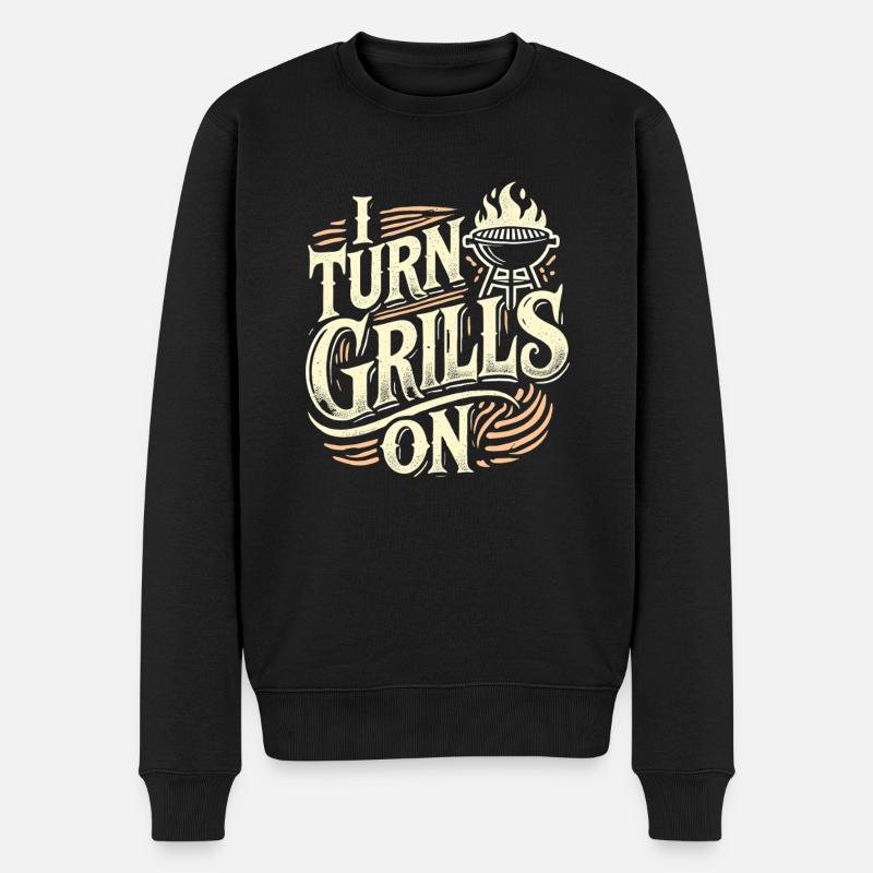 Ich schalte Grills ein - Männer Premium Bio Pullover - Schwarz