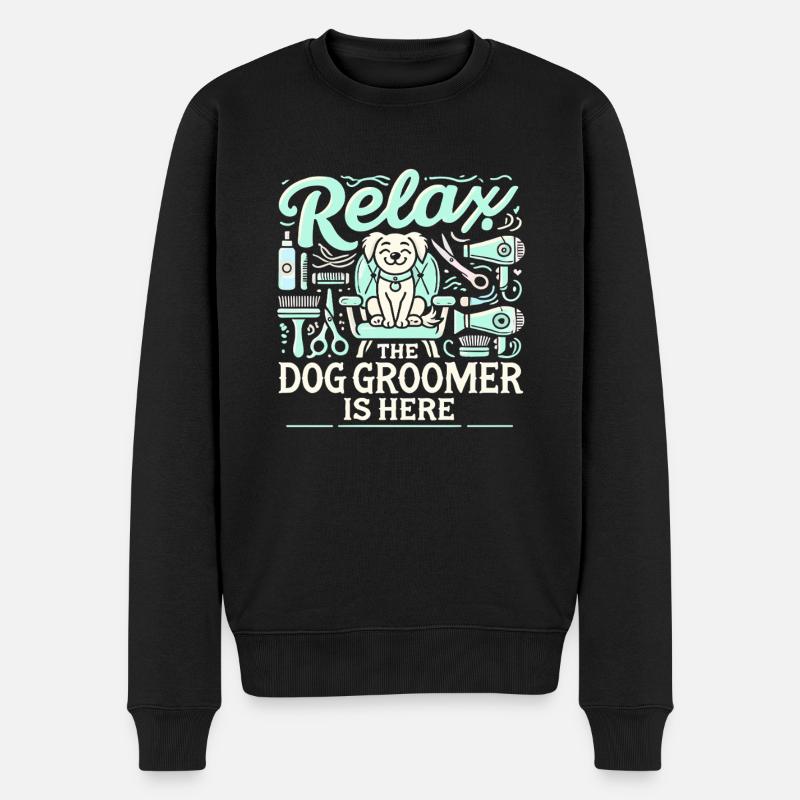 Entspannen Sie sich Der Hundefriseur ist da - Männer Premium Bio Pullover - Schwarz