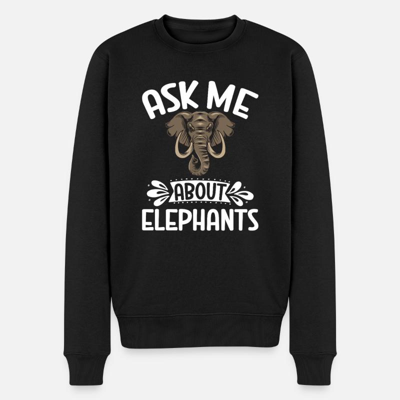 Elephant Lovers Gifts - Männer Premium Bio Pullover - Schwarz