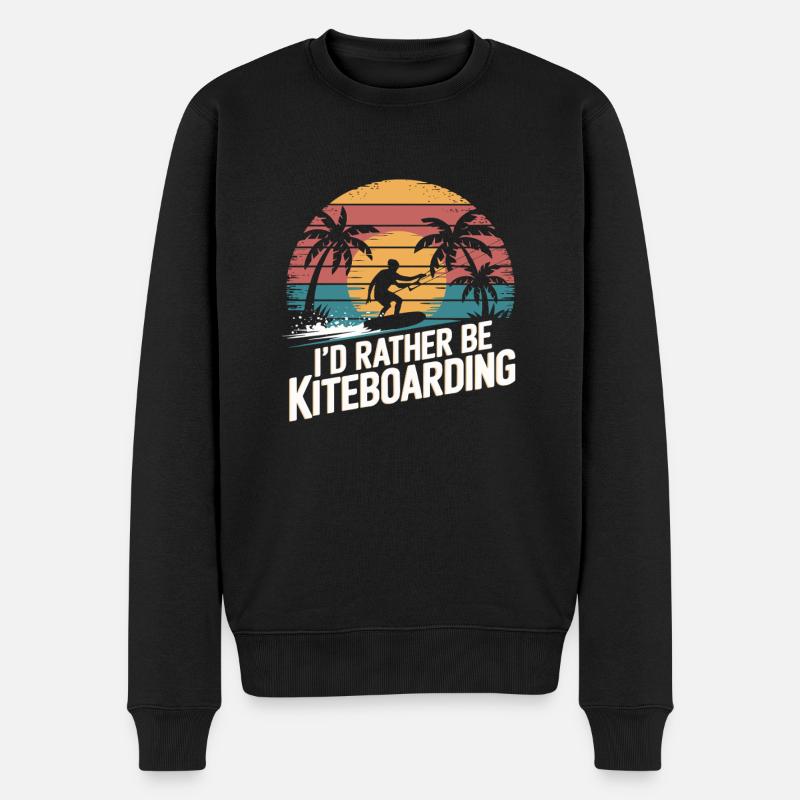 Ich Würde Lieber Kiteboarden Am Strand Mit - Männer Premium Bio Pullover - Schwarz