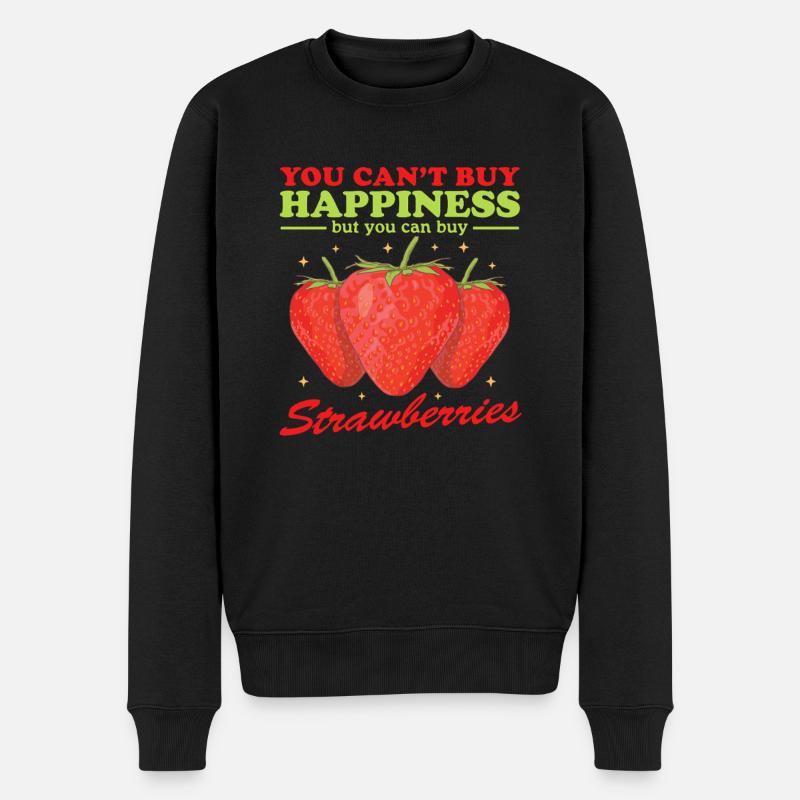 Erdbeere Erdbeeren Strawberry Geschenk - Männer Premium Bio Pullover - Schwarz