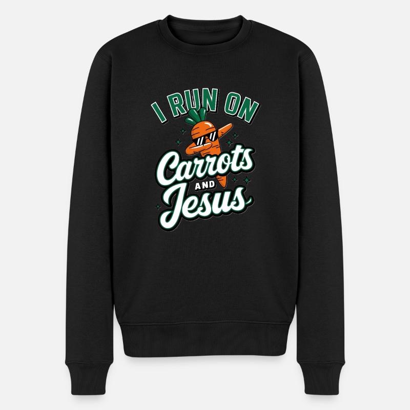 Möhre Jesus Glaube Christ Karotte - Männer Premium Bio Pullover - Schwarz