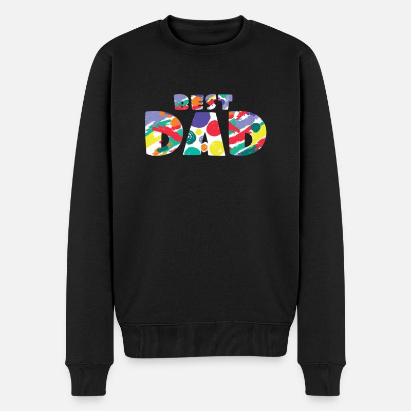 Best Dad Bester Papa Von Sohn Tochter Zum Vatertag - Männer Premium Bio Pullover - Schwarz