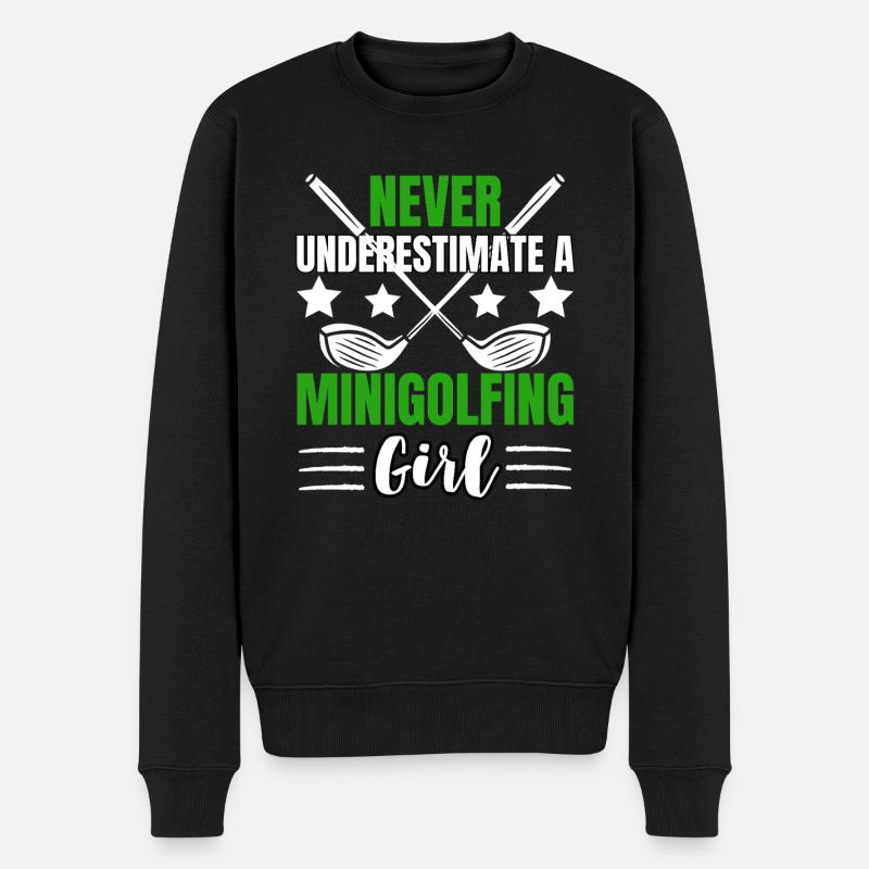 Minigolf Girl Design mit Humor - Männer Premium Bio Pullover - Schwarz