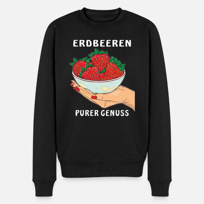 ERDBEEREN HAND PURER GENUSS - Männer Premium Bio Pullover - Schwarz
