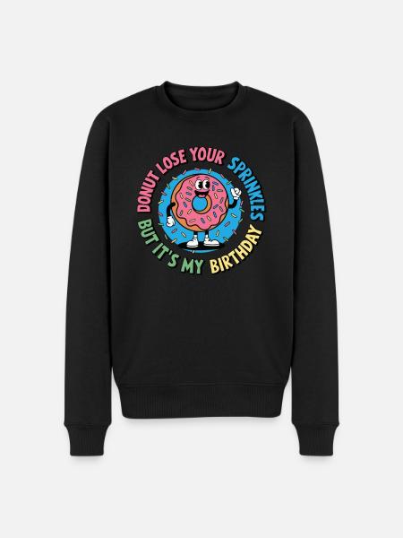 Birthday Donut Funny Design - Men's Premium Organic Jumper - black