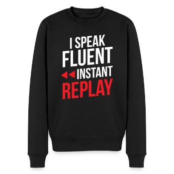 Funny Sports Ansager - Männer Premium Bio Pullover - Schwarz - Vorne - Nico (187cm)