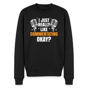 Funny Sports Ansager - Männer Premium Bio Pullover - Schwarz - Vorne - Nico (187cm)