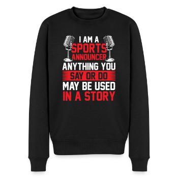 Funny Sports Ansager - Männer Premium Bio Pullover - Schwarz - Vorne - Nico (187cm)